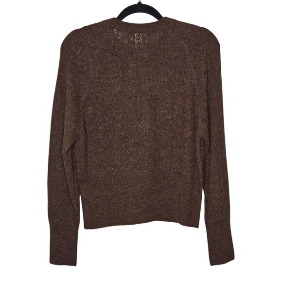 Doen Eileen Brown Alpaca Blend Button Front Cable Knit Cardigan in Dark Cacao - Picture 8 of 11